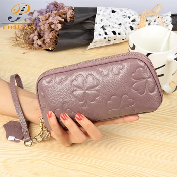 

Woman Genuine Leather Long Women Wallet with Interior Moblie Female Large Purse Perse Card Holder Luxury Brand Desig Ladies Coin