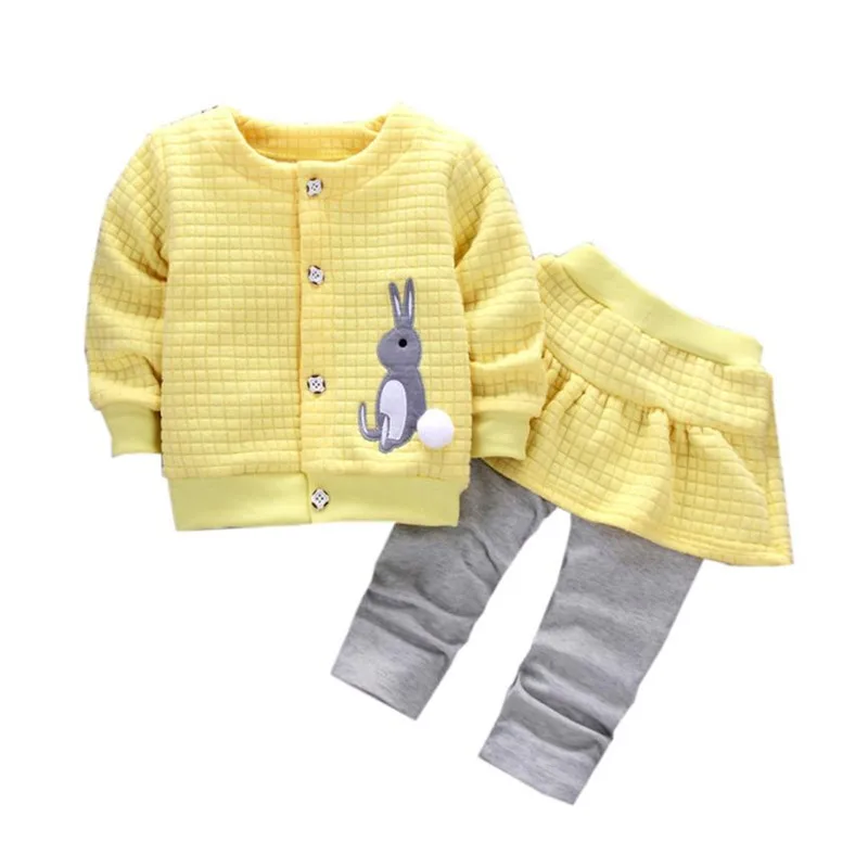 ARLONEET/комплект одежды из 2 предметов для маленьких девочек, топы с принтом кролика, пальто+ штаны, одежда с длинными рукавами, хлопковая смесь в полоску, 0530 - Цвет: Цвет: желтый