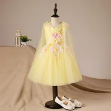 С цветочным рисунком для девочек нарядные платья для свадьбы бальное платье шикарное детское платье для девочек День рождения с цветочным принтом для праздника Vestido S265