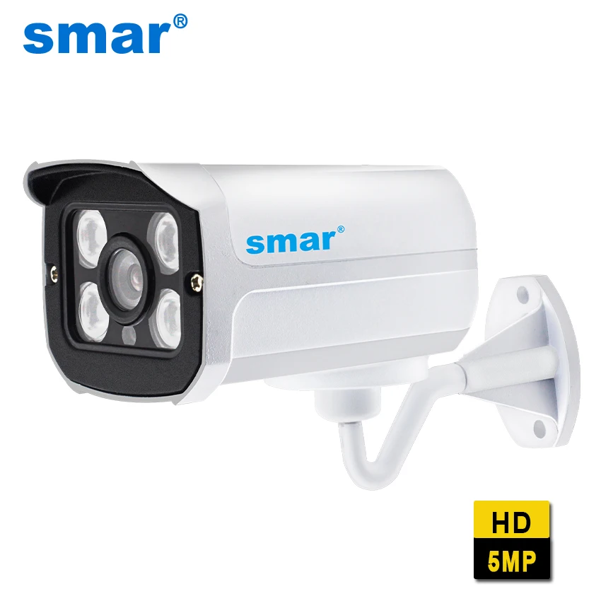 Smar H.265 ip-камера наблюдения 5MP/15FPS 4MP/3MP/25FPS водонепроницаемый уличный для видеонаблюдения камера с 4 шт. инфракрасные светодиодные матрицы оповещения по электронной почте