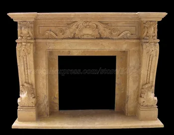 

carved stone fireplace surround English style custom made marble mantel