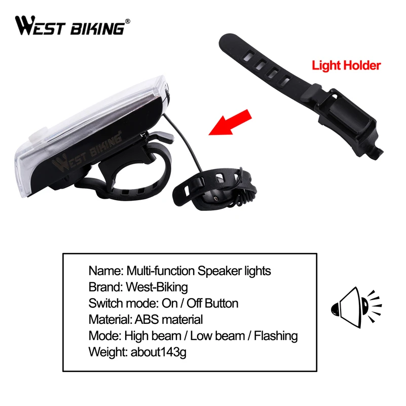 Lampu Bersepeda Barat Speaker LED Lampu 