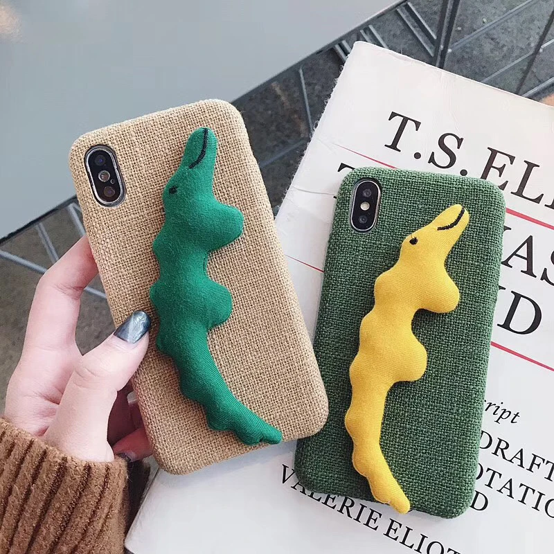 

Fabric Cloth Patterned Case For iPhone X 6 7 8 plus Cute 3D Animal Dinosaur Cover Case For iPhone XS XR XSMAX DIY Case