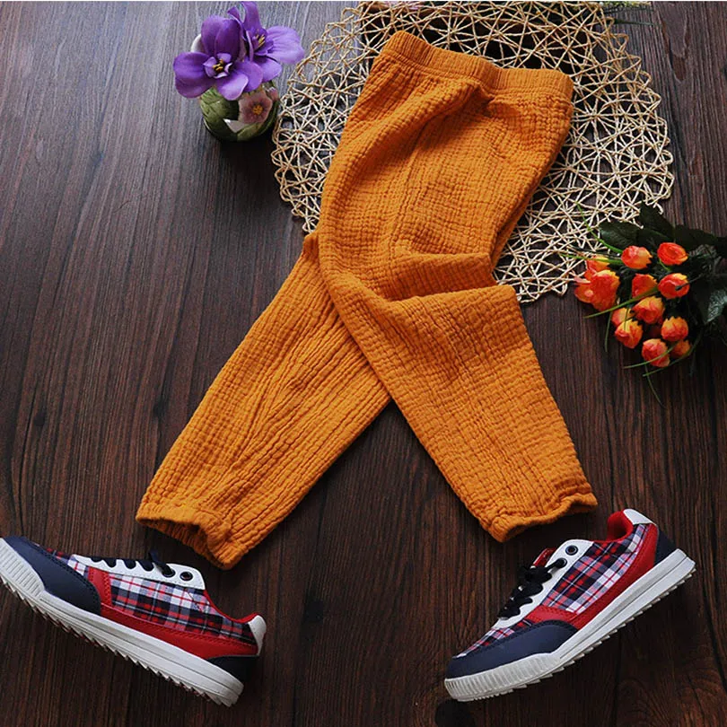 

2017 Cotton Linen Summer Spring Fall Breathable Pants Boys Girls Baby Toddler Kids Bebe Bobo Trousers Children 85-140cm Brand