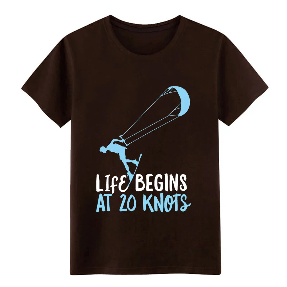 Мужская футболка для кайтсерфинга жизнь начинается 20 узлов Kiteboard Футболка дизайнерская футболка с круглым вырезом тонкая интересная рубашка здания - Цвет: Chocolate