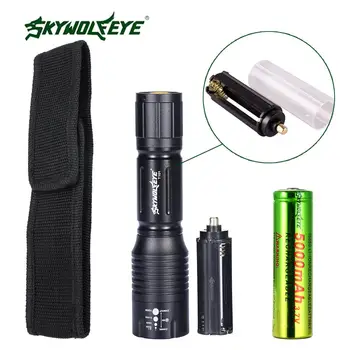 

3800Lumens Zoomable T6 LED Flashlight 5 Modes searchlight Torch Light
