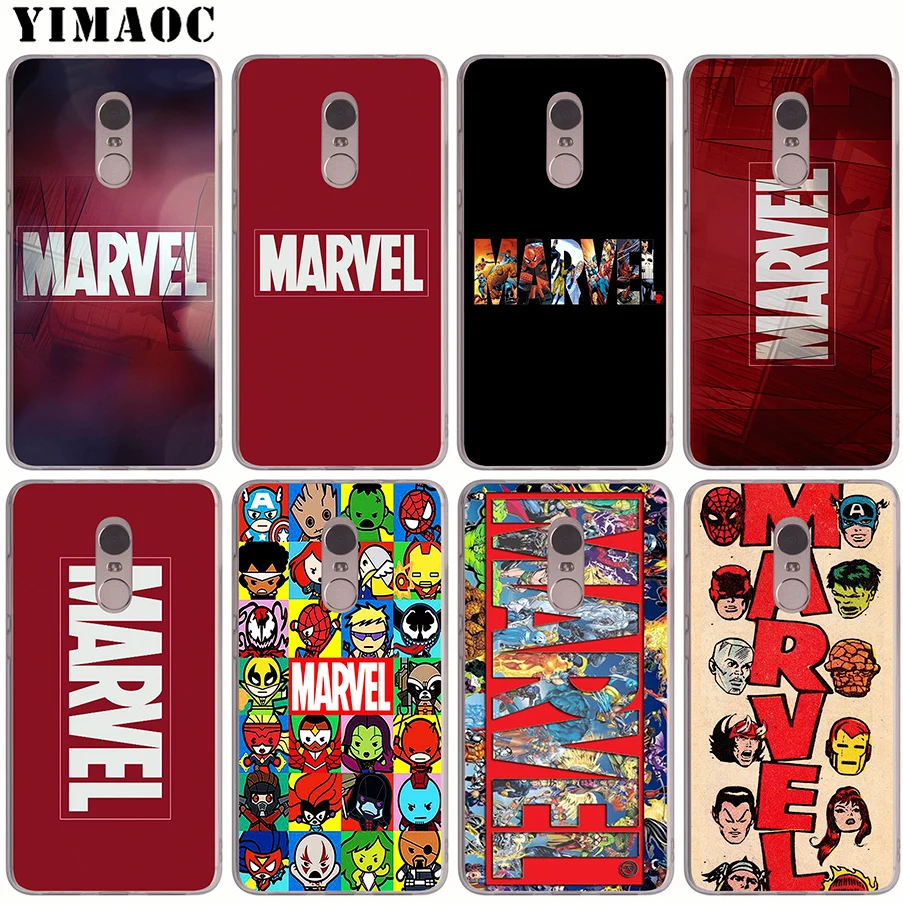 

YIMAOC Luxury Marvel Comics logo Soft Silicone Case for Xiaomi Redmi 4A 5 Plus 5A S2 Note 4X 5 6 Pro TPU Cover