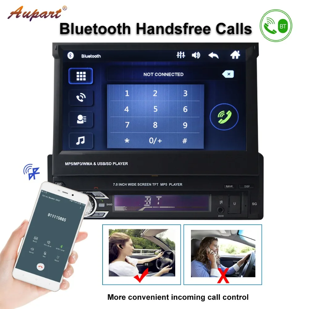 Flash Deal Car radio 1 din GPS navigation MP4 MP5 universal multimedia player 1din bluetooth 7 inch HD touch Screen Retractable for 2 din 11