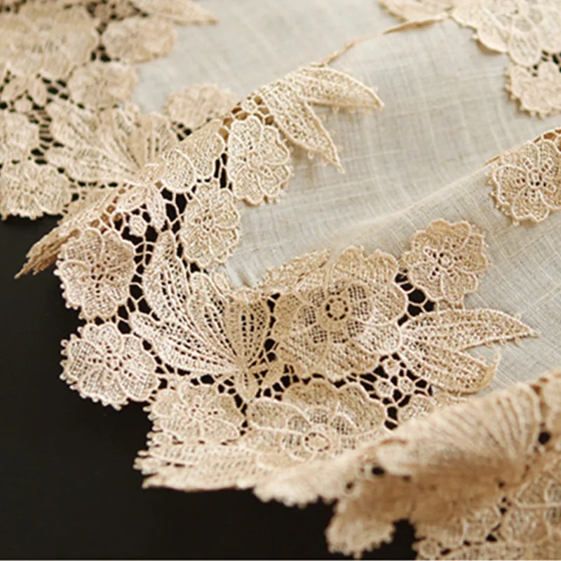 Slub Linen Lace Table Runner P24-8