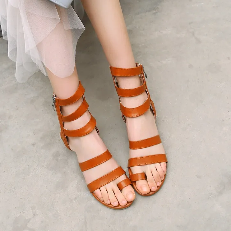 

Big Size11 12 13 14 15 high heels sandals women shoes woman summer Zipper toe sandals with low heel and hollow out