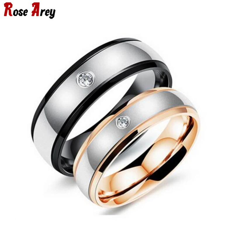 Wholesale Fashion Lovers Wedding Band Black & Rose Gold Stainless Steel