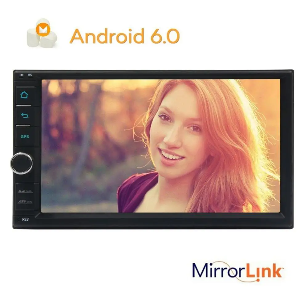 2DIN Android 6.0  Car video Stereo GPS Navigation Radio Bluetooth 2 din Head Unit Phone Mirroring CAM-IN WIFI steering wheel con