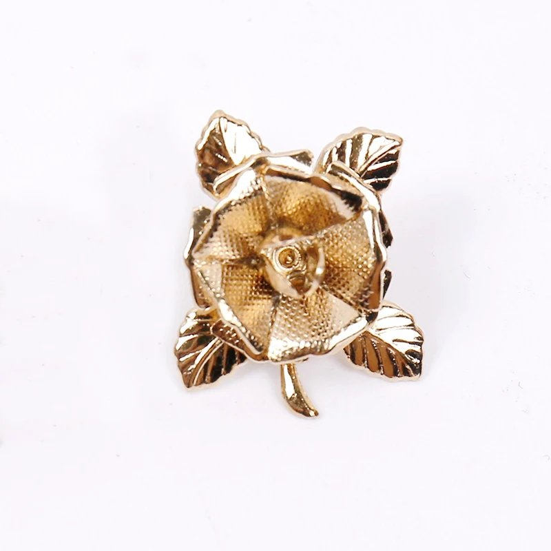 Mdiger Fashion Gold Plated Rose Flower Brooch Men Suit Collar Pin