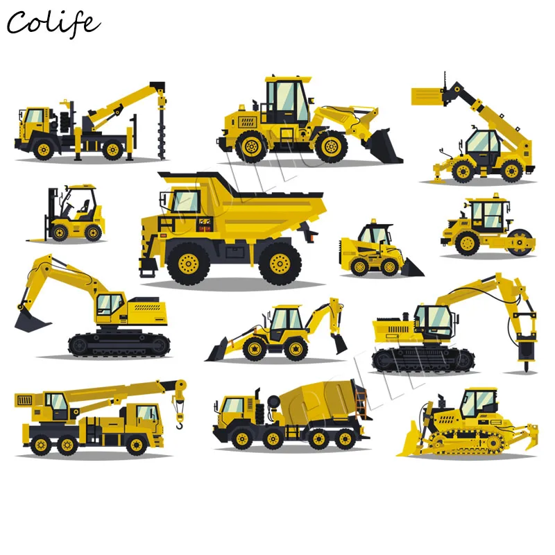 

Cool Excavator Ironing Sticker For Baby Boys Heat Transfers DIY Apparel Accessory Appliques Badge Washable Car Patch For Clothes