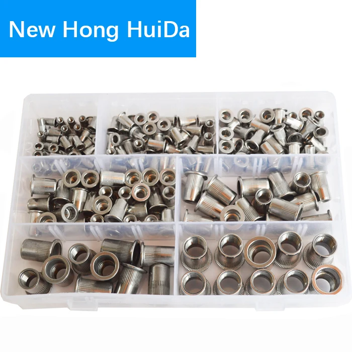 

185Pcs Rivet Nuts Metric Threaded Rivnut Insert Rivetnut Nutsert Assortment Kit Set 304 Stainless Steel M3 M4 M5 M6 M8 M10 M12