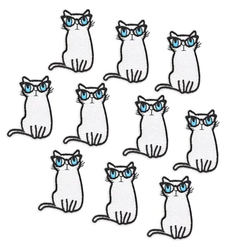 

10PCS cats embroidery patches for clothing iron on patch applique iron animal patch for clothing stickers for badges clothes DIY