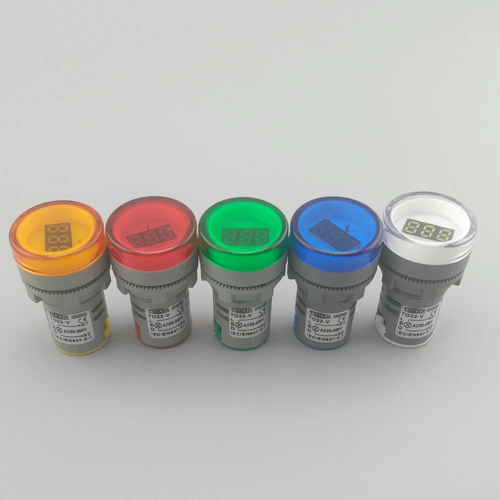 

22MM TOMZN AC 60-500V LED Voltmeter voltage meter indicator pilot light Red Yellow Green white Blue