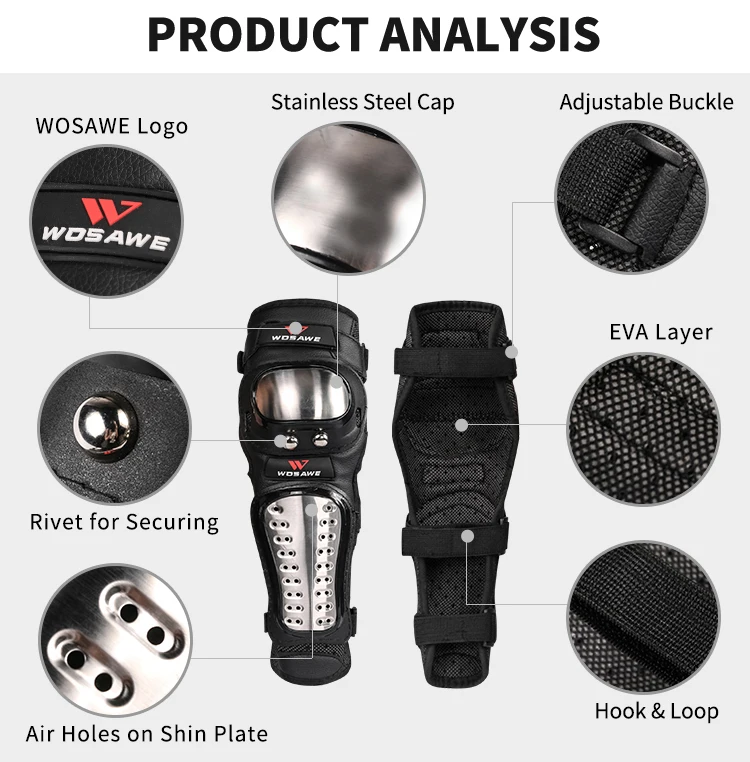 WOSAWE الرياضية وسادات الكوع الفولاذ المقاوم للصدأ التزلج موتوكروس دراجة نارية MTB دراجة الدراجات الكوع الحرس دعم الأقواس حامي