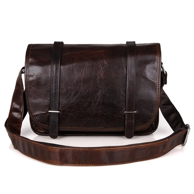 ФОТО Nesitu Dark Brown Vintage Real First Layer Genuine Leather Women Messenger Bags Cowhide Ladies Shoulder Bags #M3118