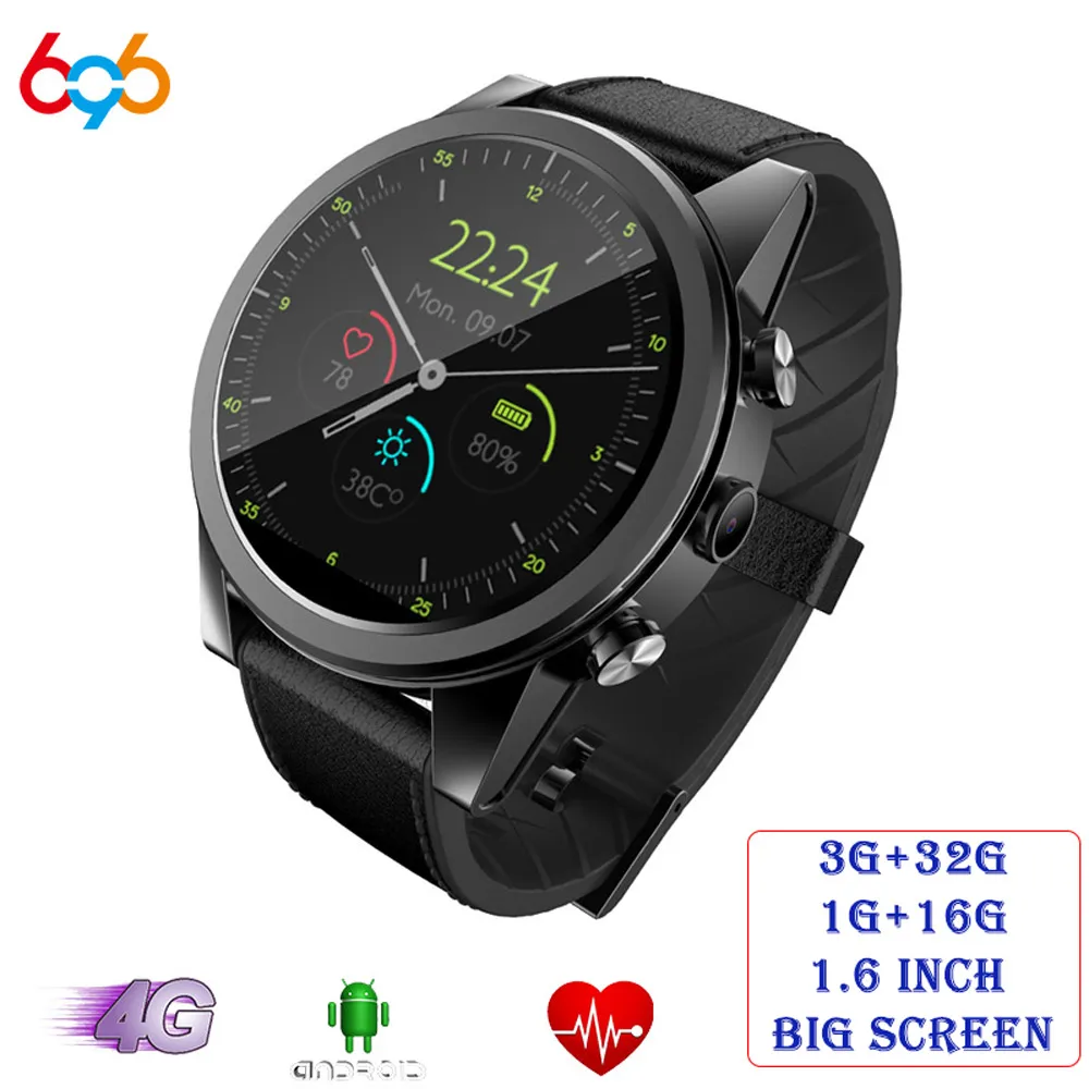 X360 Android Смарт-часы 1 + 16 GB/3 + 32 GB 1,6 "Круглый WiFi gps сим-карта 4G Smartwatch телефон спорта монитор сердечного ритма Камера