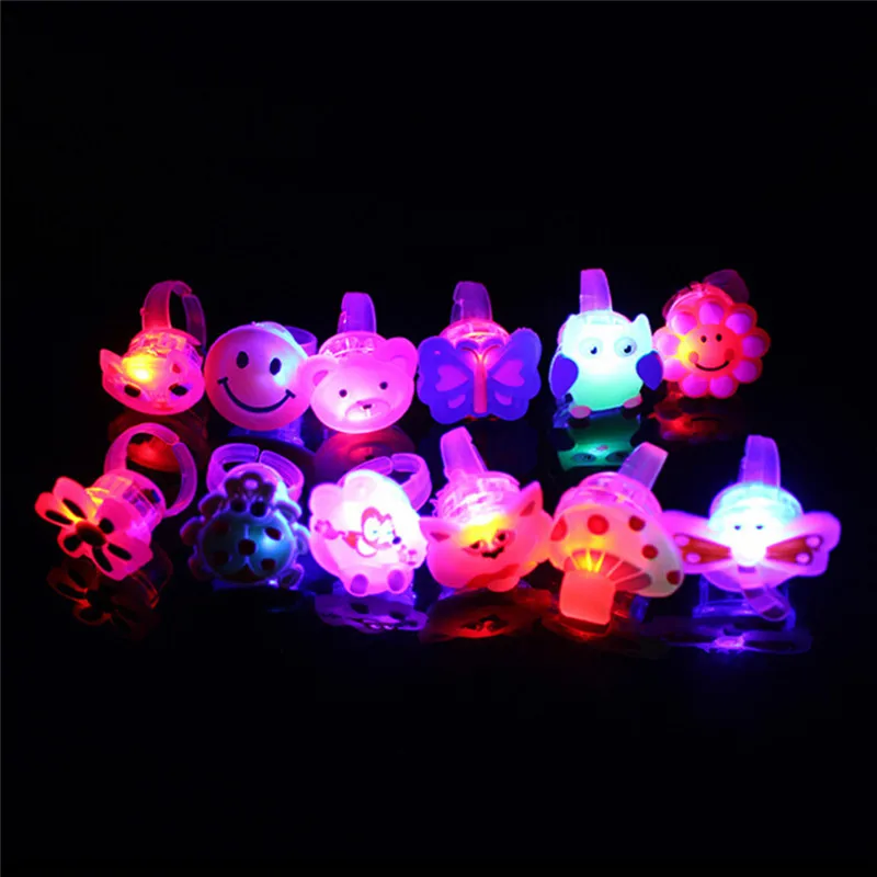 

5 Pcs LED Flashing Light Up Glowing Finger Ring Christmas New Year Party Favor Gift