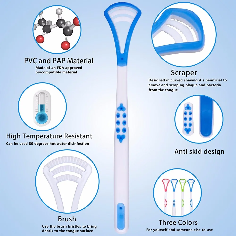 6X очиститель языка для свежего дыхания-скребок для языка щетка для чистки зубов Гигиена полости рта