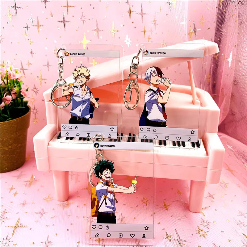 fashion Lovely Cartoon Anime New Academia My Hero Academi Keychain Acrylic Key Ring Charms Gift