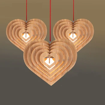 

Multiple Heart Wood Pendant Light LED Kitchen Dining & Bar Fixtures Antique American Vintage Retro Lamp Design Restaurant Living