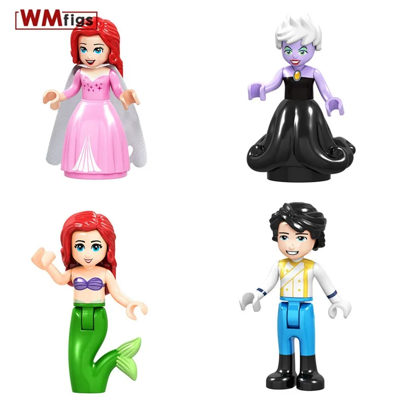 

The Little Mermeid Friends Fairy Tale Princess Ariel Ursula Girl Model Building Blocks Toys for Children Gifts