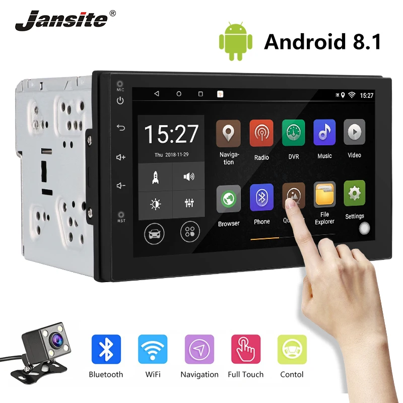 

Jansite 7" two din Car Radio Android 8.1 player Digital 1080P Touch screen Wifi Bluetooth Car Stereo Reverse Backup Camera Audio