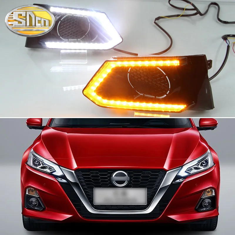 

For Nissan Teana Altima 2019 LED Daytime Running Lights Fog Lamp Cover DRL with Yellow Turn Signal Functions