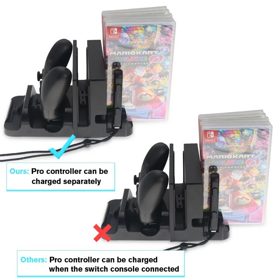Multifunctional Charging Dock Station for Nintendo Nintend Switch Console&Pro Controller Charger Joy Con Stand Game Card Storage