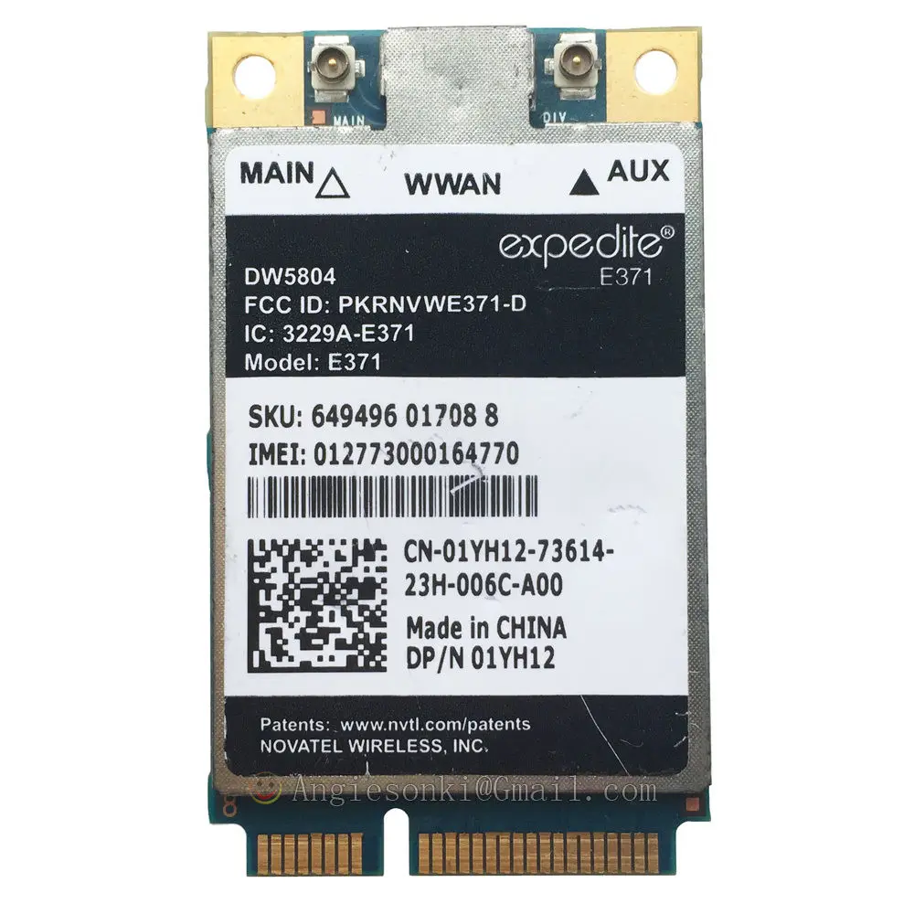 Беспроводная карта DW5804 4G WWAN LTE и HSPA + / UMTS мобильный широкополосный 01YH12 E371 PCI E 3G WLAN