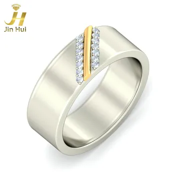 

Jinhui Men The Dashing Archduke Ring Solid 18K White 750 Gold 0.14CT Natural Diamond Jewelry Free Engraving