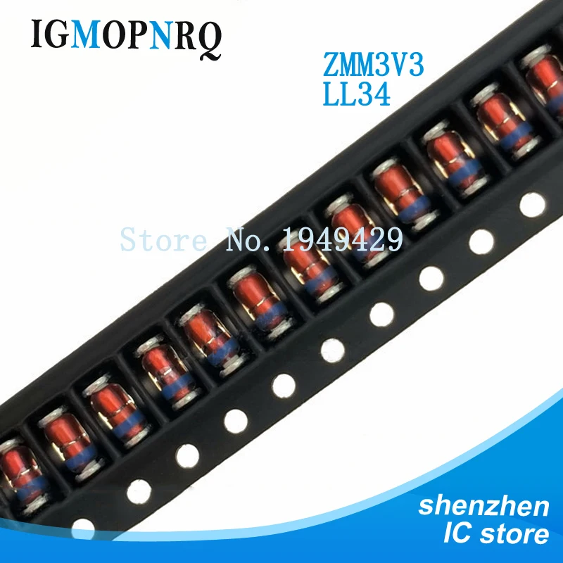 

200PCS/LOT ZMM3V3 LL34 3.3V 3V3 0.5W 1/2W Zener Diode SMD diode