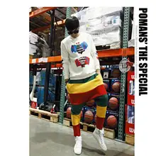 27-42 Горячая новинка Ранняя осень мужские радужные полосатые повседневные брюки Большой промежности брюки шаровары Плюс Размер повседневные пляжные брюки