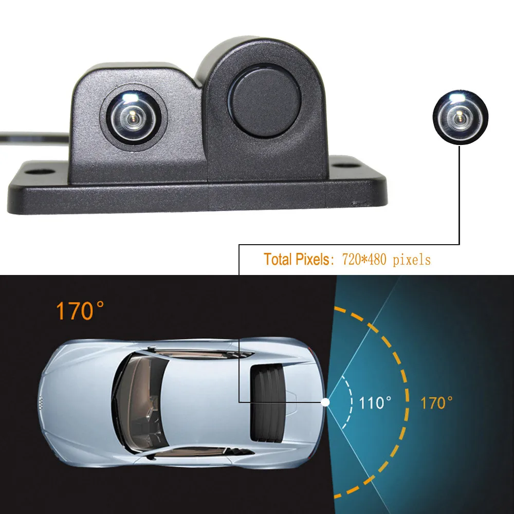 

170 degree Reversing Reverse Parking Sensor 170 Viewing Angle HD Waterproof Car Rear View Camera with Radar Parking Sensor H0206