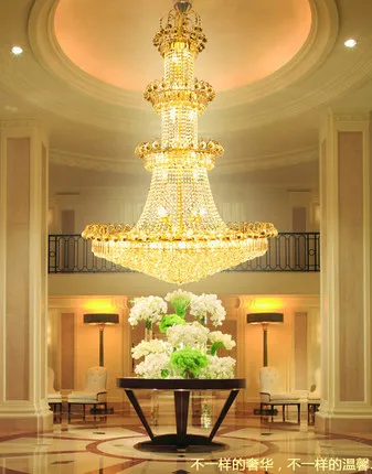 

European Big Gold Crystal Chandelier Lights Fixture Villa Home Stair Hotal Golden Crystal Droplight Clubs Hanging Lamps D120cm