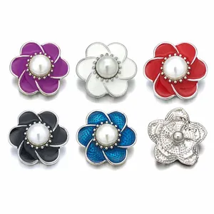 Flower w425 3D 18mm 20mm rhinestone metal snap button for Bracelet Necklace Interchangeable Jewelry Women accessorie findings