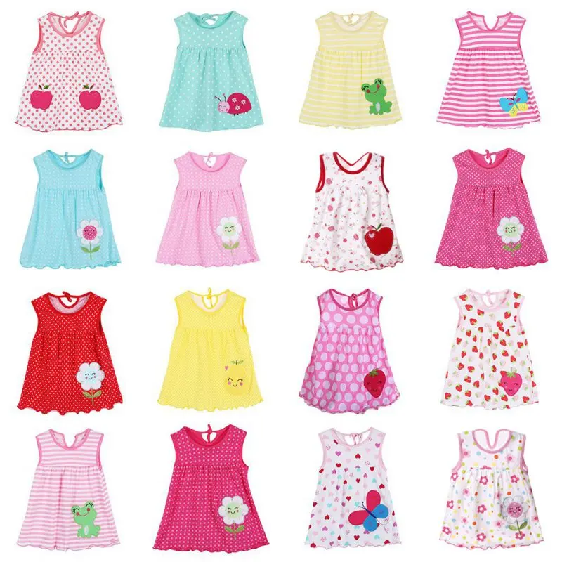 

Baby girls dresses New Fashion Cute 100% cotton girl Dress Girl Cartoon Pattern Dress princess party Clothing Kids Clothes