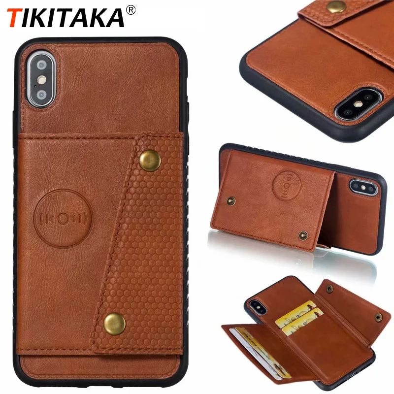 Tikitaka جديد محفظة جلدية حقيبة لهاتف أي فون XR XS ماكس 8 8 زائد الأعمال الامتزاز حالات ل Iphone7 7 زائد 6 6 S دعم غطاء