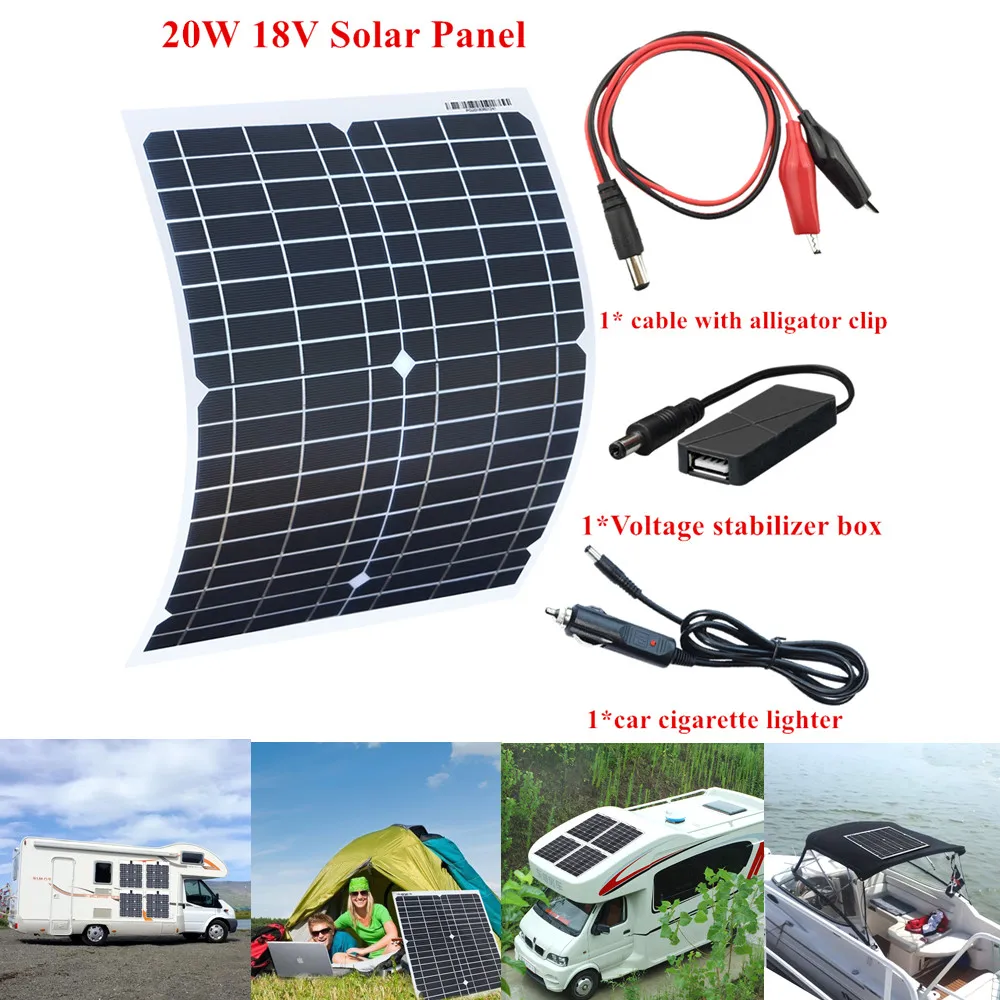 Xinpuguang 20 w 18 v لوحة طاقة شمسية USB شاحن بالطاقة الشمسية للماء سيارة التخييم شاحن للهاتف أقراص محمول قوة البنك Xinpuguang 20 w 18 v لوحة طاقة شمسية USB شاحن بالطاقة الشمسية للماء سيارة التخييم شاحن للهاتف أقراص محمول قوة البنك