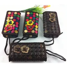 Main Femmes Portefeuille Double Bourse De Noix De Coco Shell Fille Porte-Monnaie Sac D’argent Bourse Poche Monederos Mujer