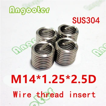 

50pcs M14*1.25*2.5D Wire Thread Insert Bushing Screws Sleeve Stainless steel Repair Insert kit Fastener Connection Tools