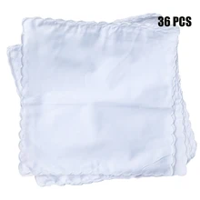 BAIYIXIN женские хлопковые носовые платки, женские белые носовые платки с зубчатым подолом. Ультра мягкие свадебные Hankies, 36 штук