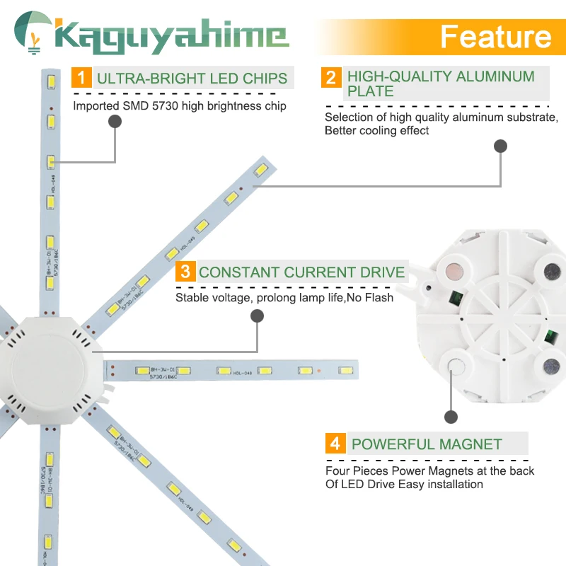 Kaguyahime светодиодные светильники аксессуары 12W 16W 20W 24W Осьминог магнитное кольцо свет пластины кольцо света для круглый