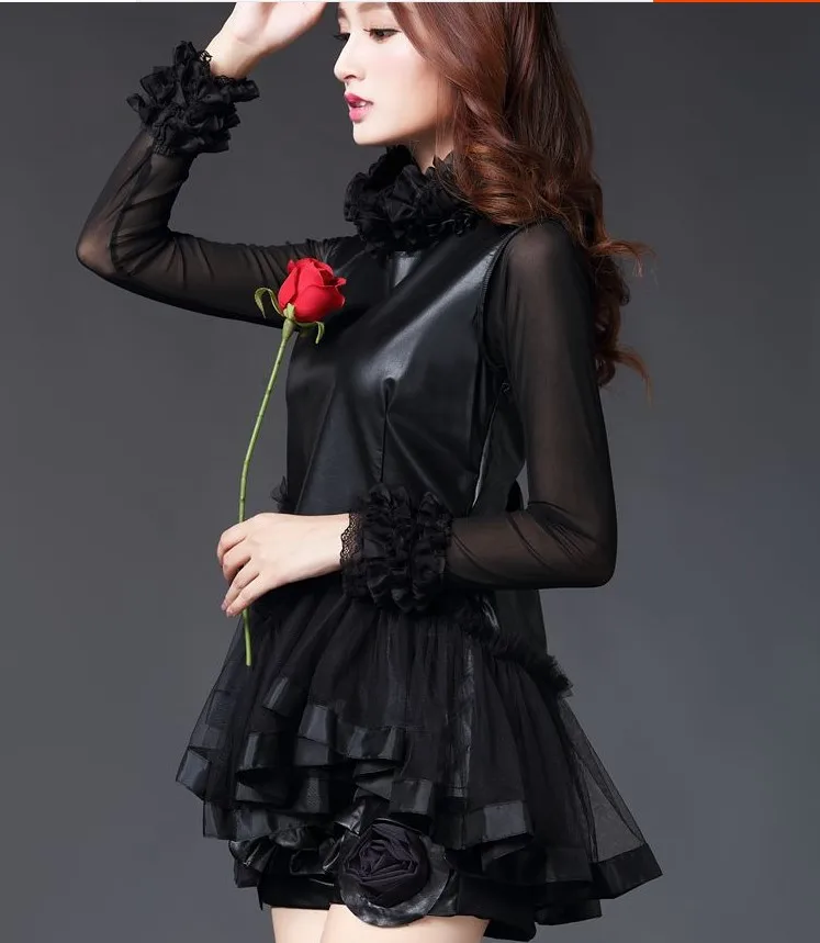 Новинка года, модное качественное Дизайнерское черное кружевное платье с цветочным рисунком для девочек повседневное обтягивающее элегантное сексуальное платье для школьниц 3 предмета, XL# W35