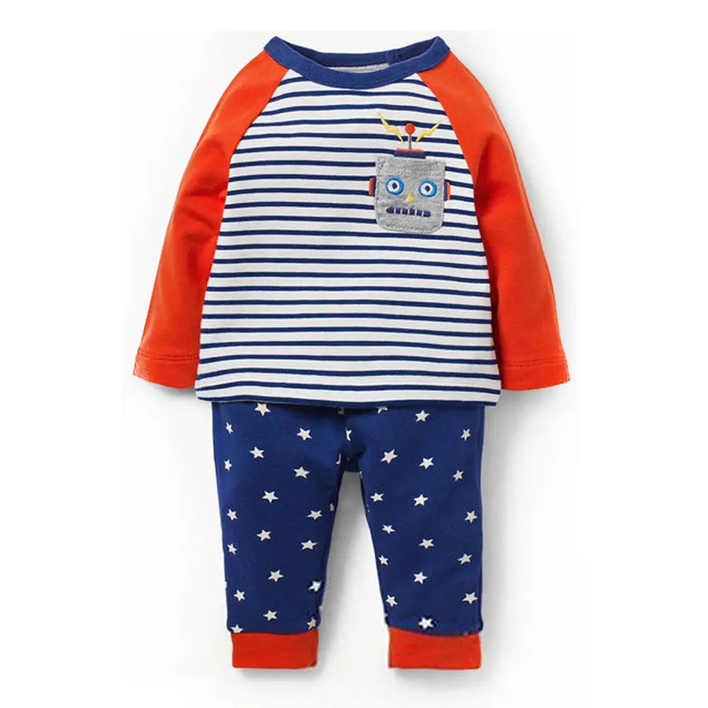 Littlemandy Tops+Pants 2pcs Boy Robot Applique Clothing Set Children Sports Suits Kids Fashion Autumn 2019 Baby Clothes Outfits |