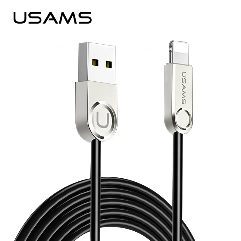 Goede USAMS USB Kabel voor iPhone 7, 1 m 2A 5 v voor Lightning naar USB oplaadkabel Mobiele Telefoon Oplader kabel voor iPhone x 8 7 6 5