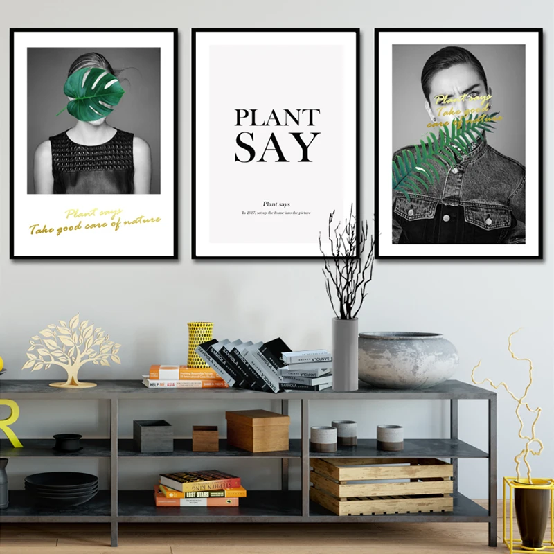 

Nordic Style Leaf Abstract Character Man Woman Canvas Print Minimalist Wall Art Painting Decorative Picture Home Decoration